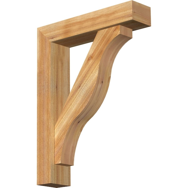 Ekena Millwork Funston Block Rough Sawn Bracket w/ Offset Brace, Western Red Cedar, 6"W x 26"D x 34"H BKT0604X26X34FST05RWR - main
